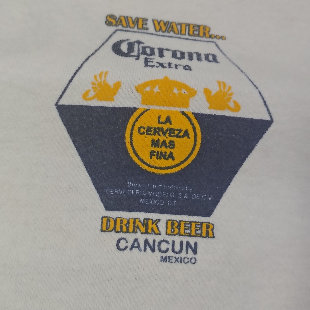 Corona Extra T-Shirt Size XL White Drink Beer Save Water Front Back - Picture 3 of 11